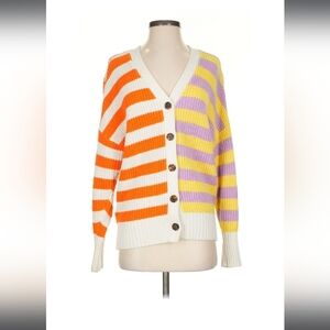 STAUD Colorful Striped Cardigan